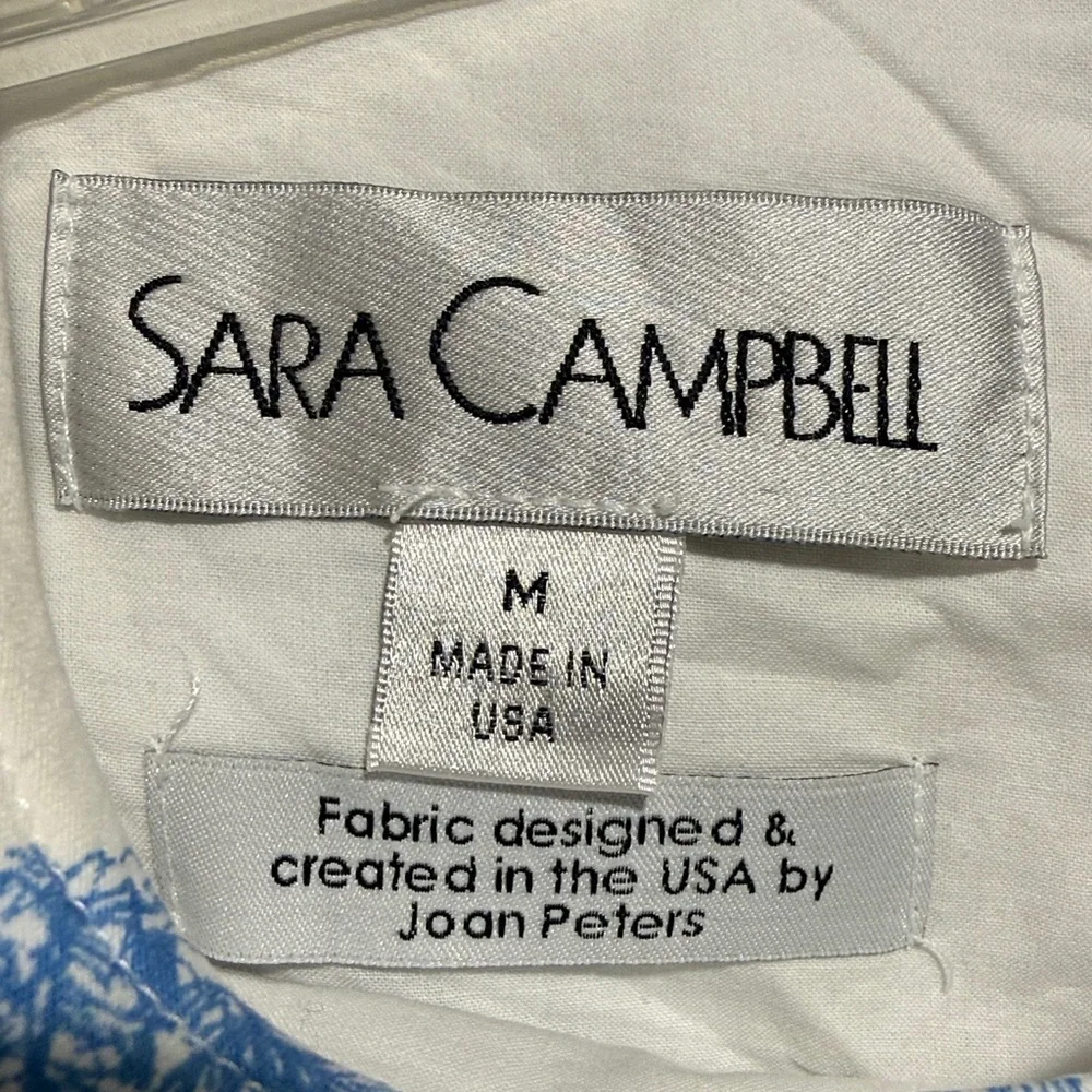 SARA CAMPBELL Nantucket Toile Blue Dress Size Medium - Picture 3 of 10